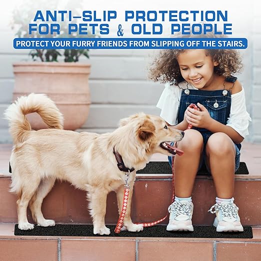 LadyRosian Outdoor Stair Treads Non Slip 15-Pack Black 6" x 30" - Weather Resistant Adhesive Heavy Grip Tape - Waterproof Anti Skid Strips