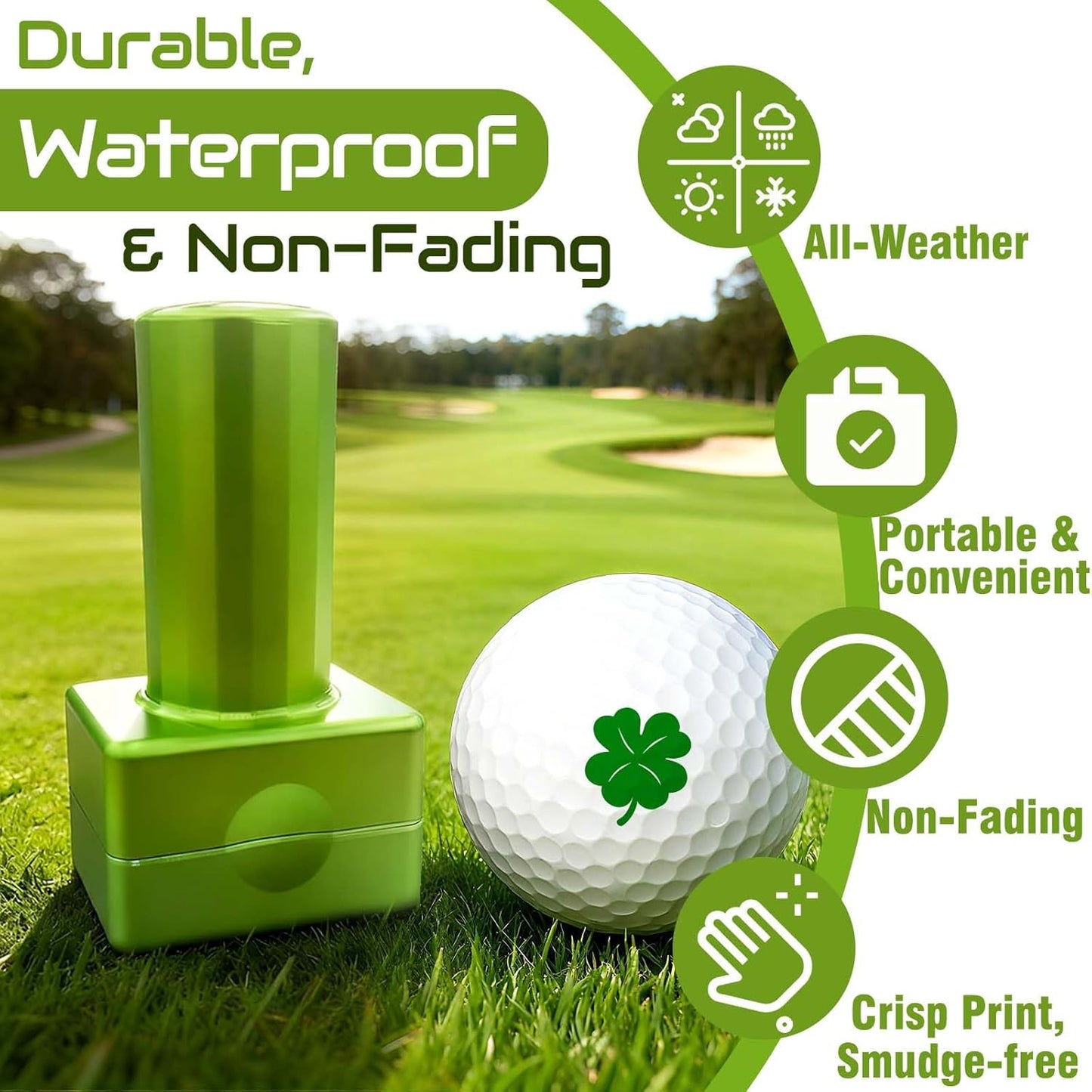 Lihome Golf Ball Stamp Personalized - Durable Waterproof Reusable Ink Stamper, Custom Golf Gift for Men, Dad, Retirement, Father's Day, Birthday & Christmas