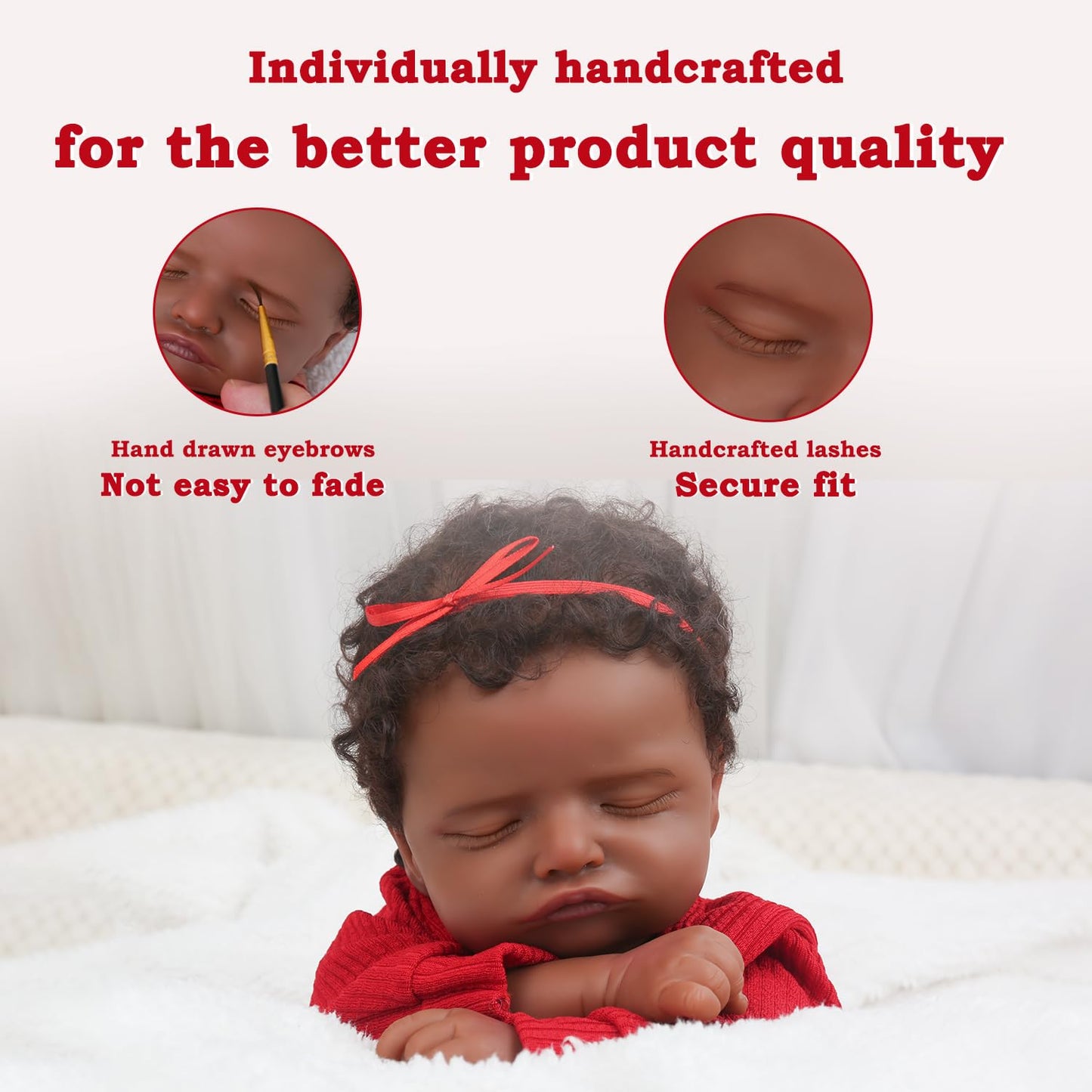 CHAREX Realistic 18 Inch Reborn Baby Doll - African American Sleeping Newborn Handcrafted Lifelike Black Skin Perfect for Kids Aged 3 and Up with Accessories