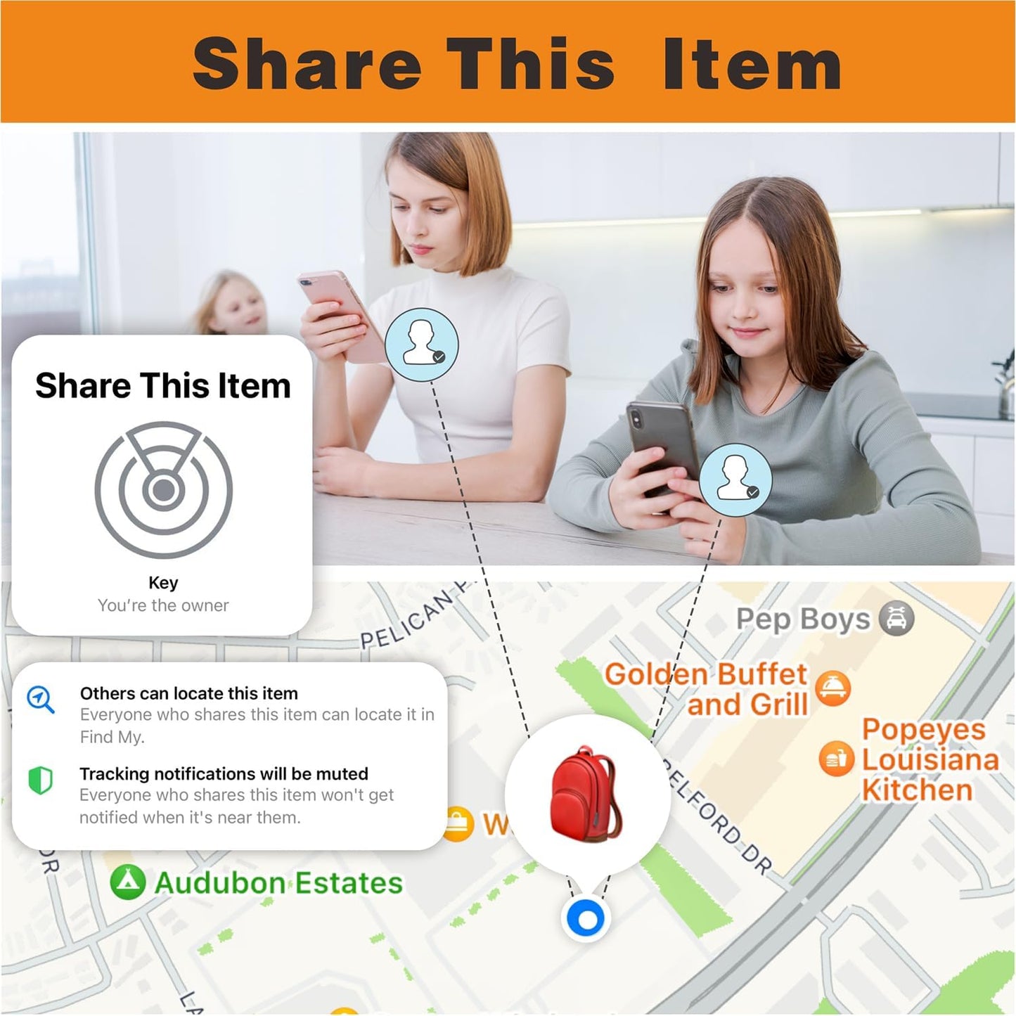 Air Tracker 2 Pack, Smart Bluetooth Tracker Works with Apple Find My (iOS Only), Item Finder Trakcer Tag Locator for Keys, Luggage, Backpack, IP67 Waterproof
