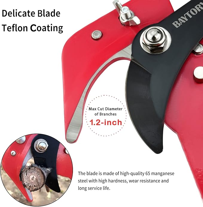 BAYTORY Extendable Tree Pruner Saw Head Without Pole, High-Altitude Branches Trimmer Pruning Shears, Harvester Clipper for Plant Twig Vine, Garden Trimming Tool