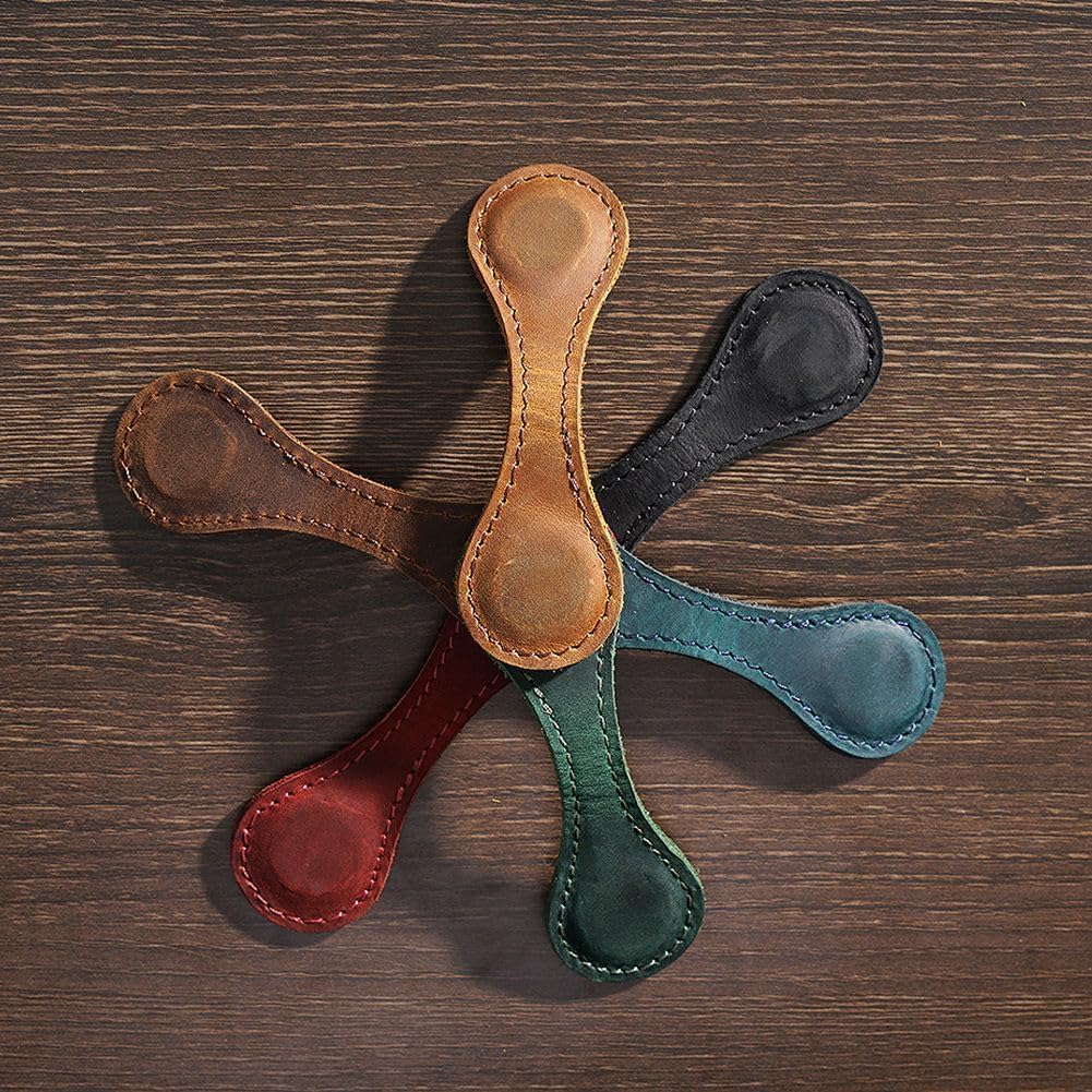 Personalized Magnetic Leather Bookmark, 26 Letters Custom Leather Bookmarks, Handmade, Leather Magnetic Bookmark for Book Lovers Readers Women Kid(Blue，Y）