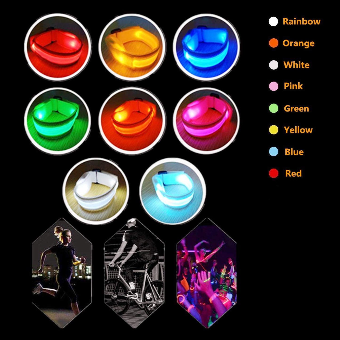 KIRALUMI 8 PCS LED Glow Bracelets, Light Up Bracelets for Kids Adults - Christmas Glow in The Dark Party Bracelets Favors Supplies for Concerts, Festivals, Game Prizes, Sports, Rave Accessories.