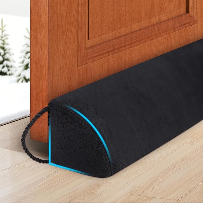 HomeProtect Under Door Draft Stopper 30 Inch Triangle Door Weather Stripping Reduce Wind/Breeze Noise Light Blocker Door Sweeps, Improved Triangle Design More Fits 0 to 3" Door Gaps Black