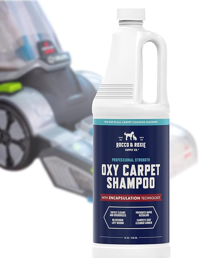 Rocco & Roxie Carpet Cleaner Solution for Pets - Pet Stain Remover, Use In Any Carpet Shampooer Machine - Deep Cleaning For Everyday Dog Odor On Couch, Upholstery, and Rugs
