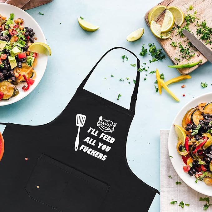 Funny Aprons for Men, Adjustable Mens apron for Grilling BBQ Cooking Grill Kitchen Chef, Birthday Gifts for Men Him