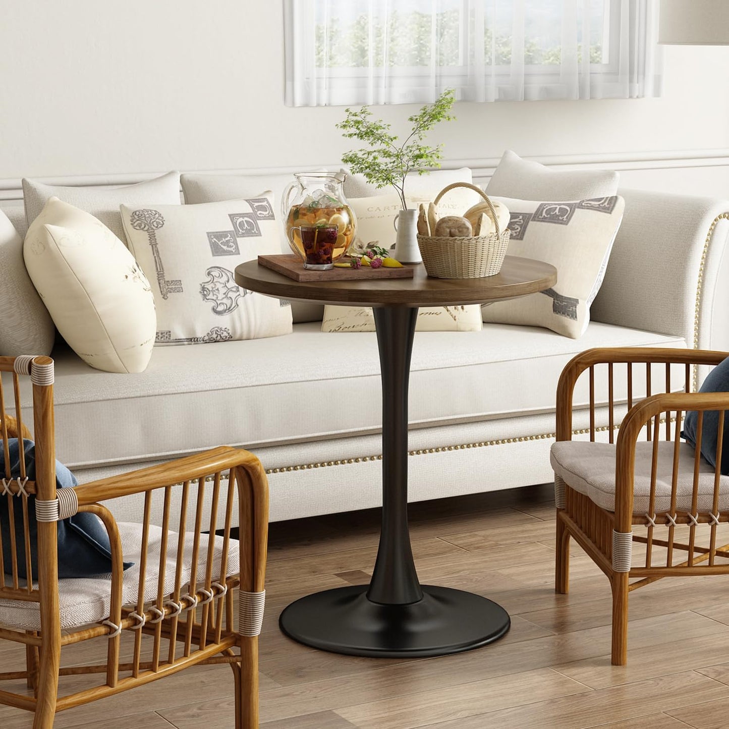 Round Table Modern Dining Table Tulip Round Kitchen Table Mid Century Wooden Coffee Table for Living Room 24 inch