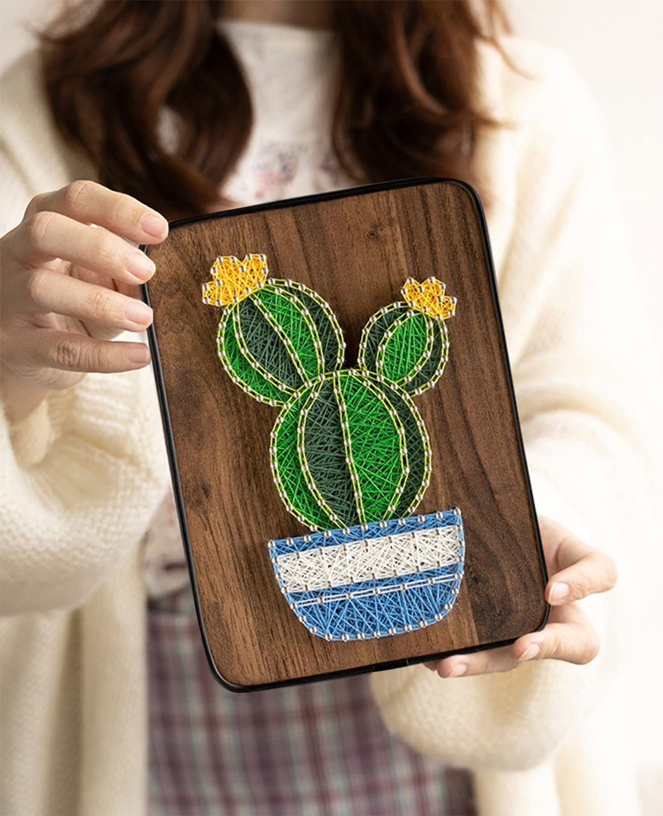 BAZIMA DIY String Art Kit for Beginner, DIY Cactus Potted Craft Kit,Unique Gift,Craft Kit for Holidays