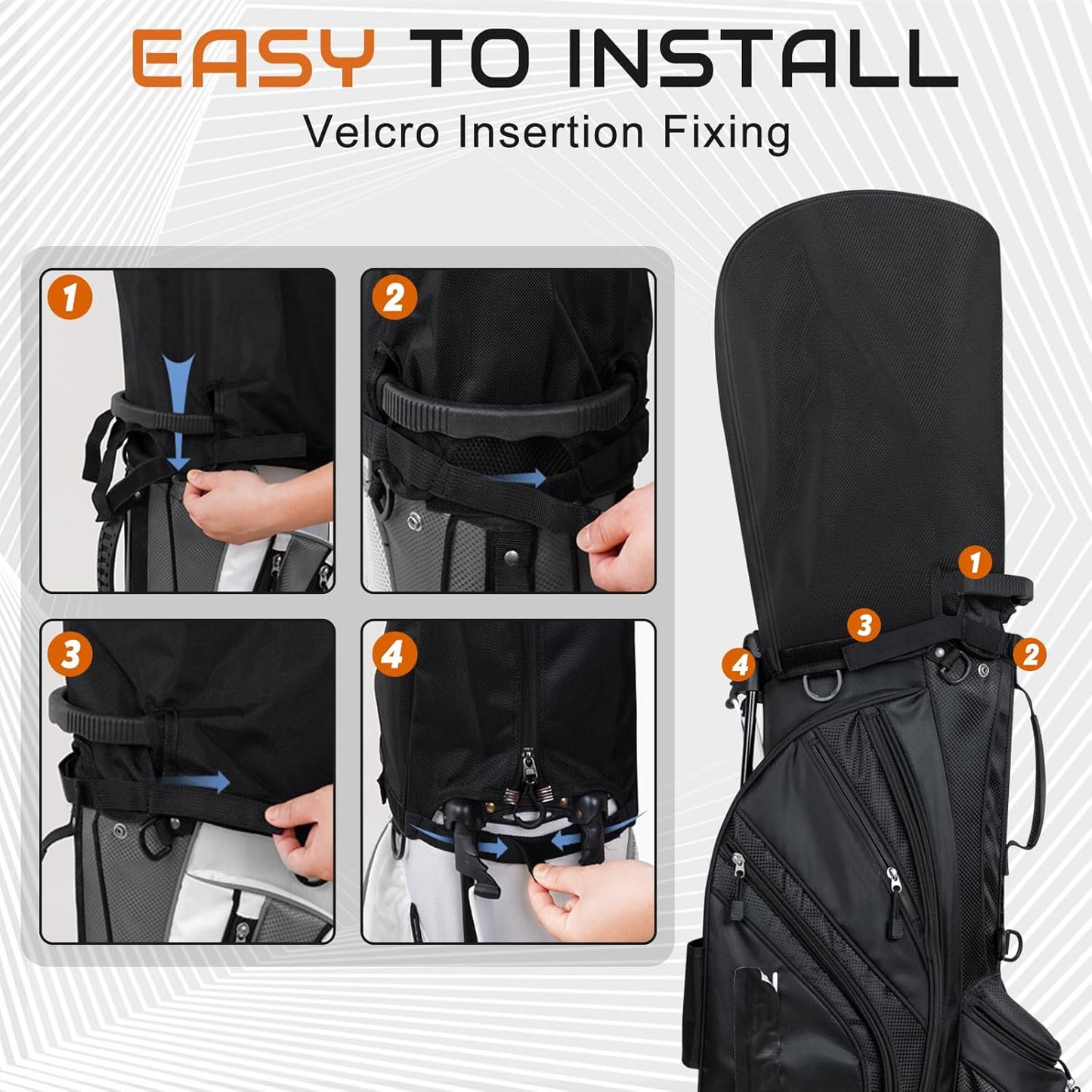 Golf Bag Rain Cover, Golf Club Protector, Waterproof Rain and Dust Covers, Easy Access Adjustable Golf Bag Rain Hood Cover,Garage Storage Canvas Rainproof