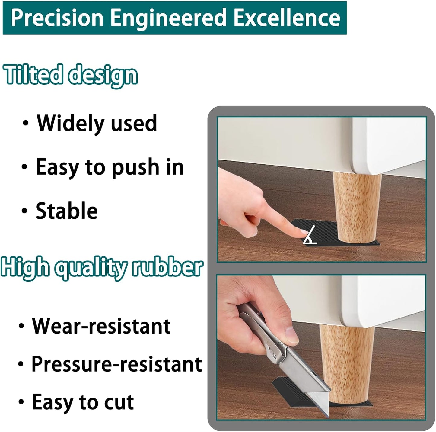 Furniture Levelers, 30Pcs Flexible Multi-Purpose Rubber Shims for Leveling - Prevent from Wobbling for Furniture Toilet (Black)