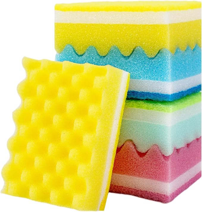 20 Pack, The Third Generation Dishwashing Sponge, Scrub Sponge, The Wave Shaped Design Makes Them More Suitable for scenarios Such as Kitchen Tableware, countertops, Walls, Porcelain, Etc