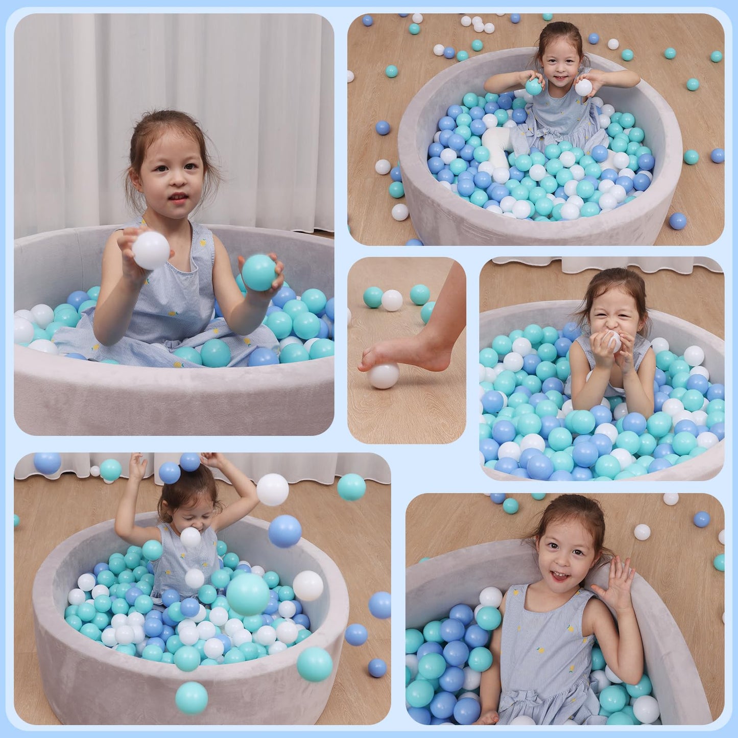 MoonxHome Ball Pit Balls for Toddlers, BPA Free Crush Proof Plastic Toy Balls for Ball Pit, Children's Pool Water Toys, Ideal Gift for Christmas Balls for Play Tent 2.15" Pack of 500 White&Green&Blue