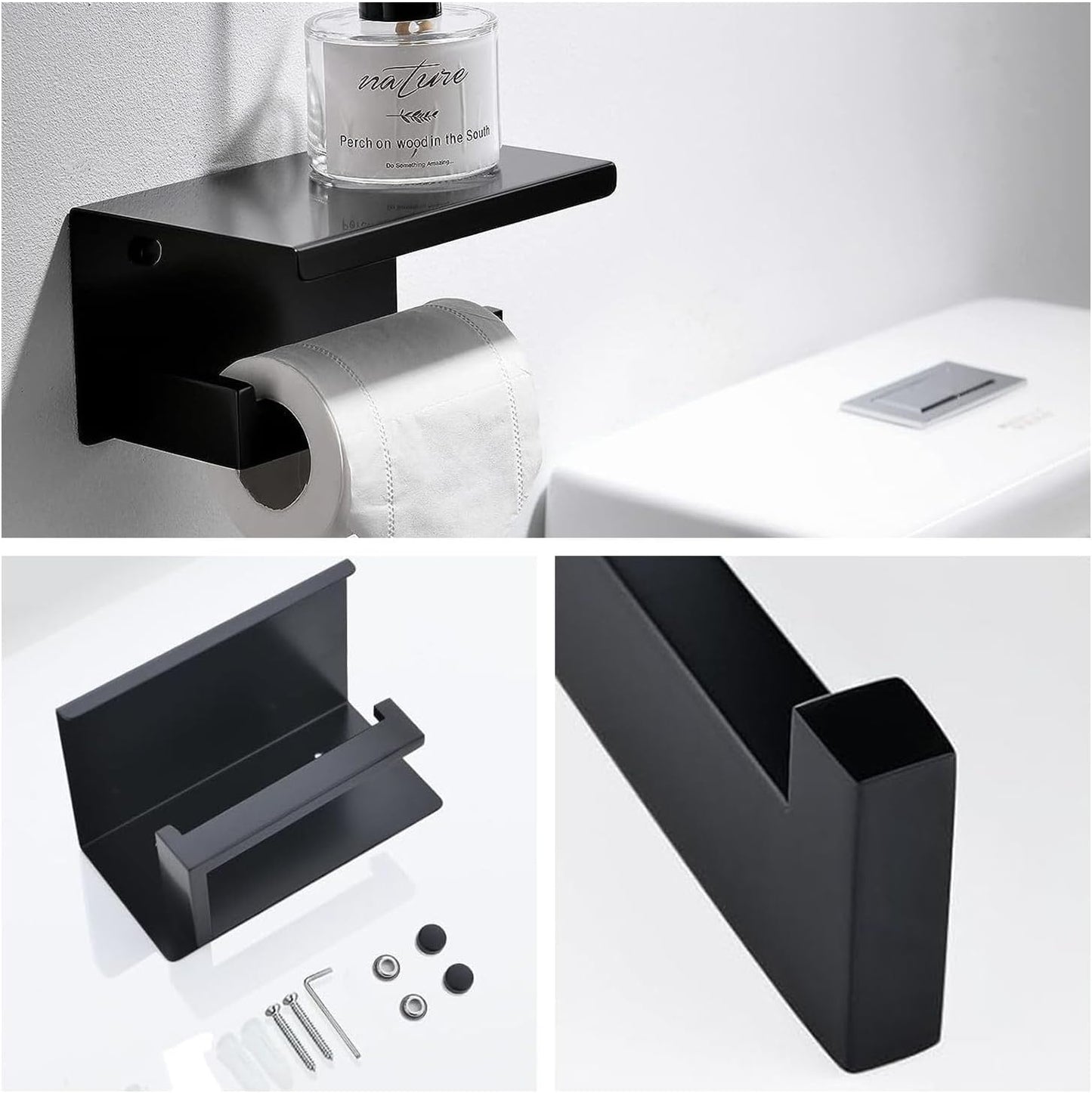 TAUN Bathroom Towel Bar Set 10 Pieces Matte Black Square Modern Bathroom Hardware Set SUS304 Bathroom Accessories Set Towel Rack Set for Bathroom Wall Mounted (Matte Black, 24 Inch), 10P-PHVC