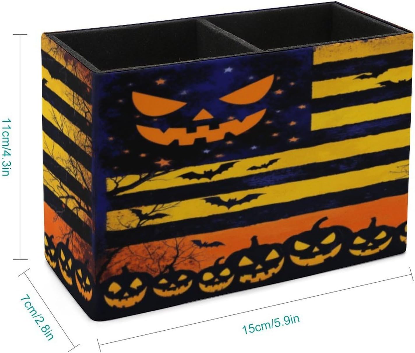 Halloween Flag Lether Pen Holder for Desk Makeup Brush Holder Office Organizer Desk Accessory for School Office