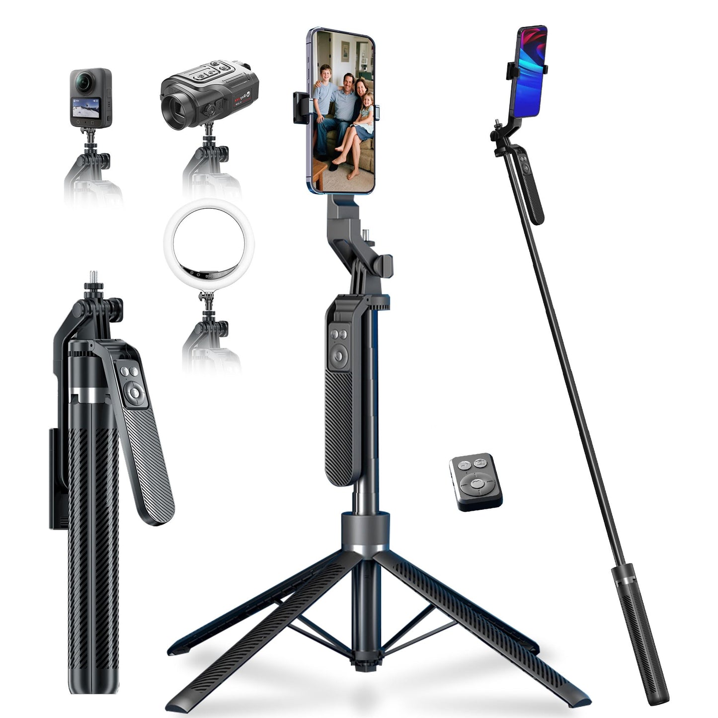70 Tripod For Phone, Portable All In One Extendable Cell Phone Tripod Stand, Tall Travel Tripods For Recording Video Selfies Pho