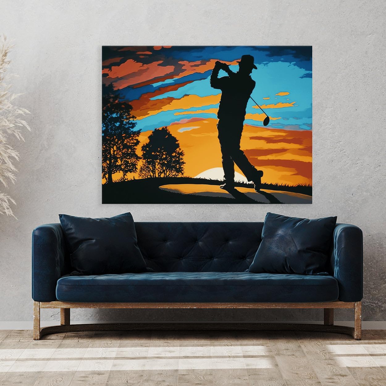 Sense Canvas Golf Golfer Sunrise Sunset 11 Canvas Art - Home Decor Wall Art Print Poster Painting Medium 24x18 / 1.5"
