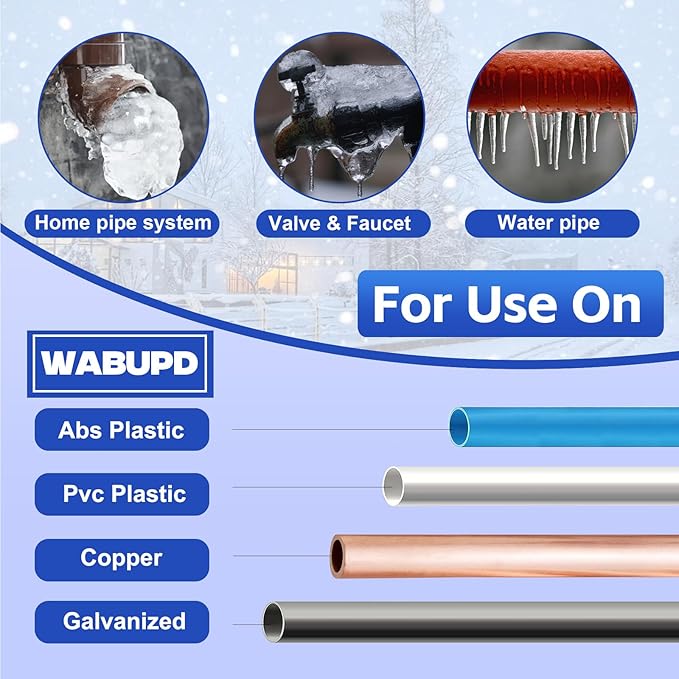 24FT Heat Tape for Water Pipes, -40°F Deicing Pipe Heat Cable,Electric Heating Cable Pipe,Frezze Protection for Heat Trace Cable for Metal, Plastic Home Pipes,Gutter,120V 5W/ft（24FT）