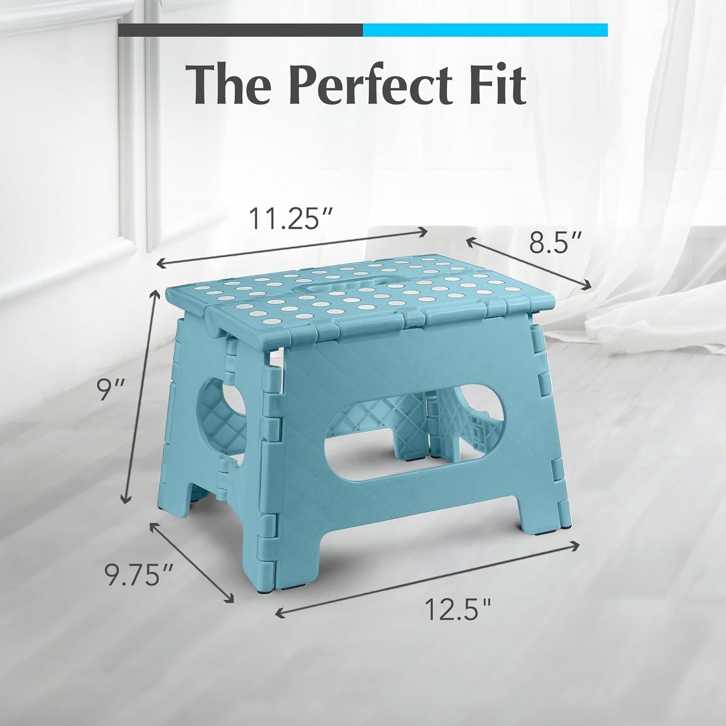 Handy Laundry Folding Lightweight Step Stool - Sturdy Enough to Support Adults and Safe Enough for Kids - Opens Easy with One Flip - Great for Kitchen, Bathroom or Bedroom (Teal | 2-Pack)