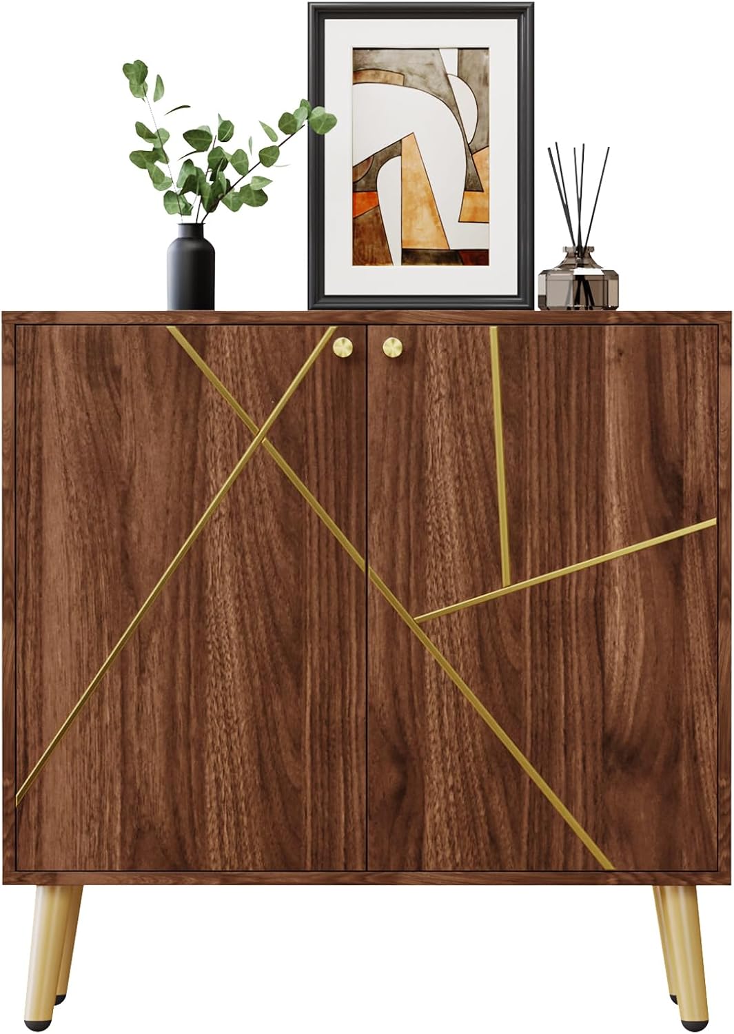Storage Cabinet, Free Standing Buffet Cabinet, Morden Sideboard and Buffet Storage, Wood Accent Cabinet for Living Room, Hallway, Entryway (2, Brown)