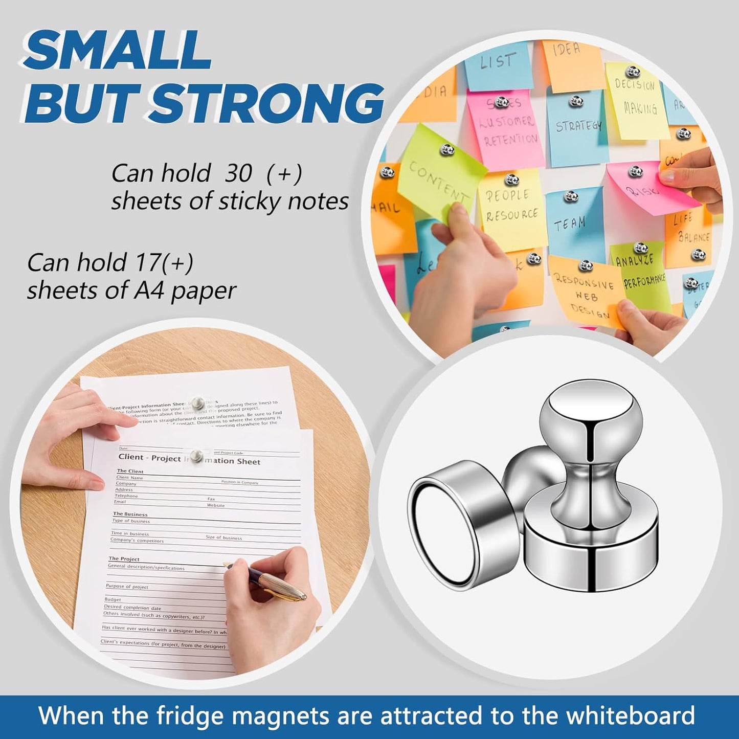 LOVIMAG Fridge Magnets 40Pcs Refrigerator Whiteboard Small Strong Magnet Classroom Kitchen Accessories Decorative Locker Set Decor Must Haves Office Calendar Refrigerador Magnetic Cute Crafts Silver