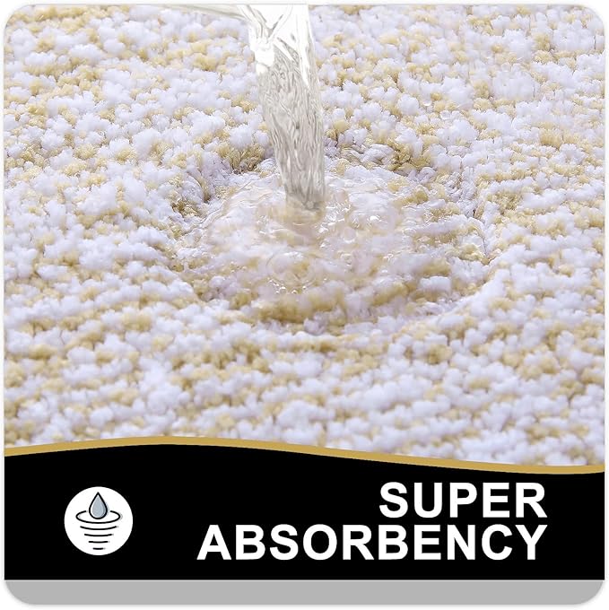 OLANLY Bathroom Rugs 47x20, Extra Soft and Absorbent Microfiber Bath Mat, Non-Slip, Machine Washable, Quick Dry Shaggy Bath Carpet, Suitable for Bathroom Floor, Tub, Shower (Runner, Beige)
