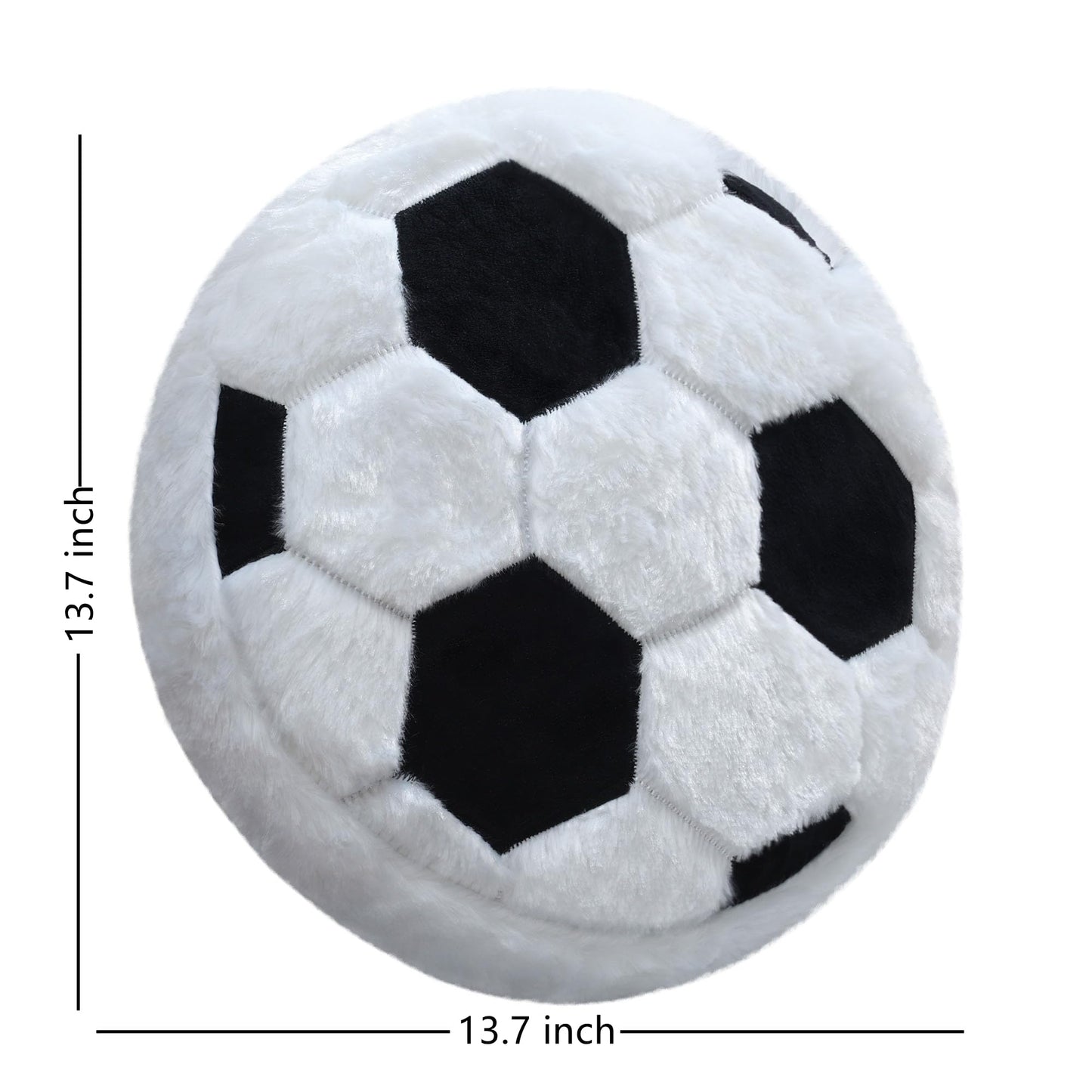 CHORONMO Soccer Pillow - Fluffy Plush Throw Pillow, Soft Stuffed Round Cushion, Decorative Sports Toy Gift for Kids, Boys, Girls, Child, Baby Room Decor