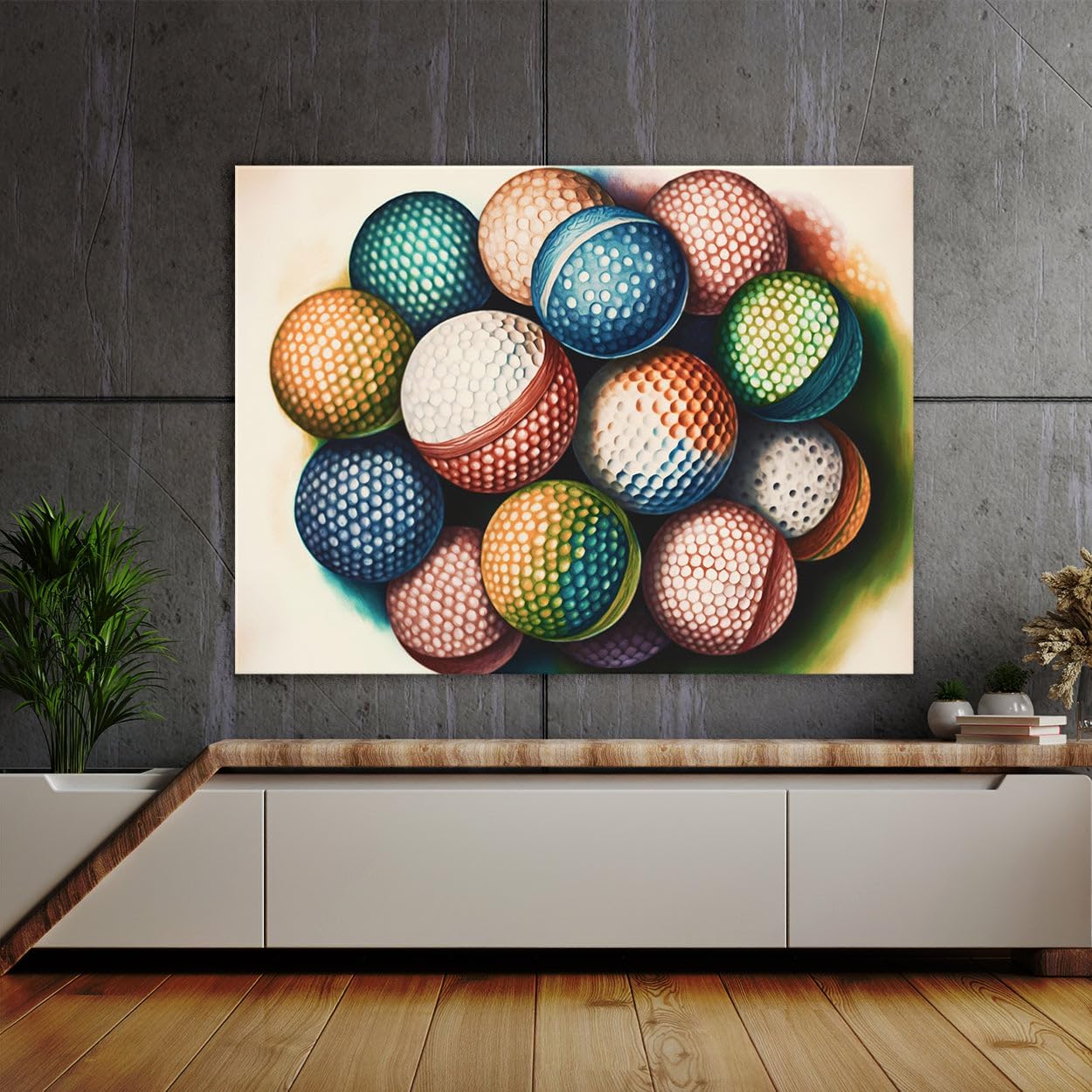 Sense Canvas Golf Ball Watercolor 29 Canvas Art - Home Decor Wall Art Print Poster Painting Small 16x12 / 0.75"