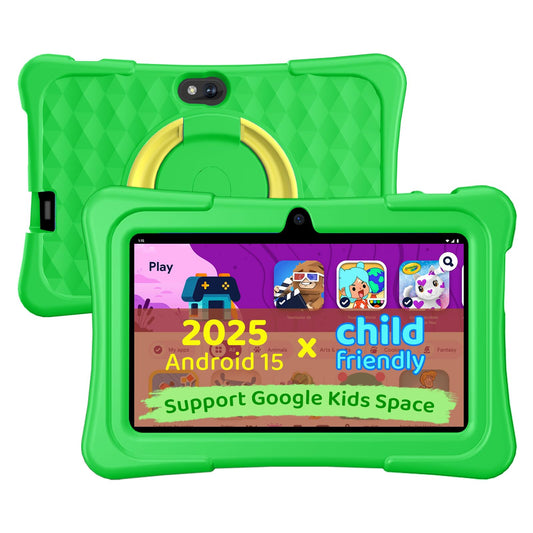 aiprotablet Kids Tablet, 7 inch Android 15 Tablet for Kids, 8GB+32GB 1TB Expand, Quad-Core Toddler Tablets with Shockproof Case,