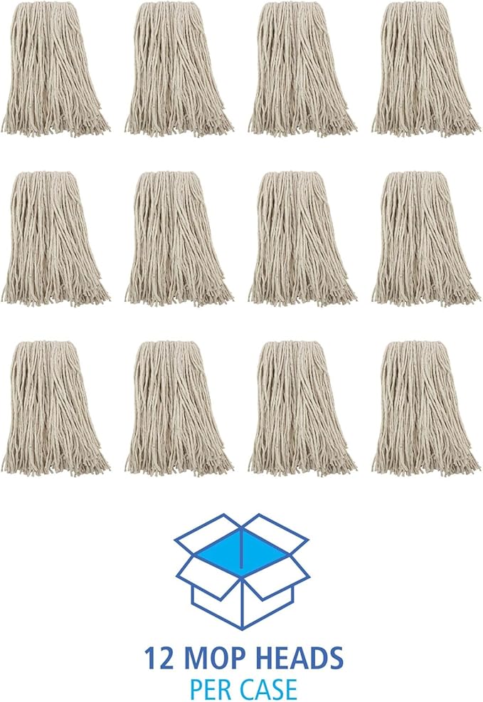 Boardwalk Premium Cut-End Wet Mop Heads, Cotton, 16oz, White, 12/Carton