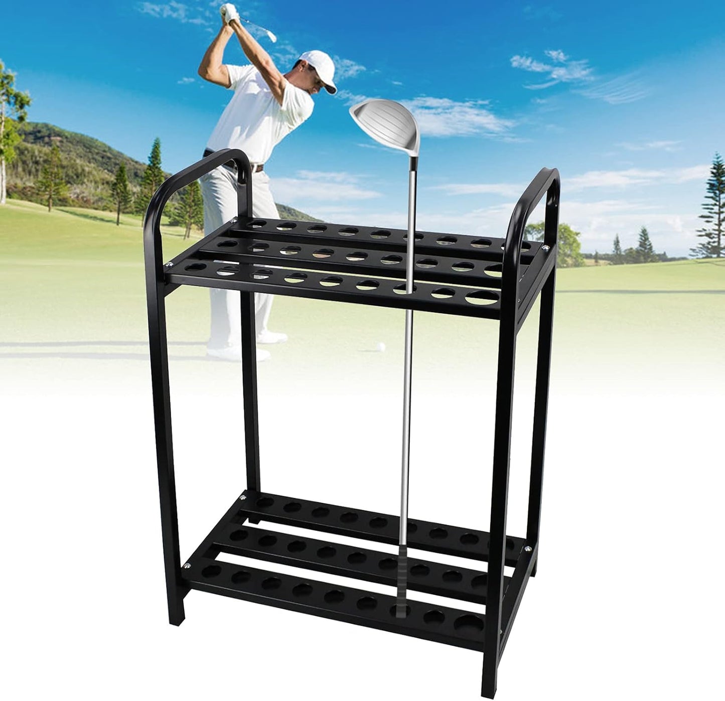 LOYALHEARTDY Golf 18-hole Cue Display Stand, Golf Club Organizers, Golf Club Rack Golf Clubs Shelf,Golf Club Accessories