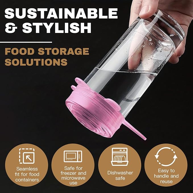 Reusable Silicone Stretch Lids – 18PCS Round & Square Stretchy Food Covers, Airtight & Leakproof, Microwave & Dishwasher Safe Pink