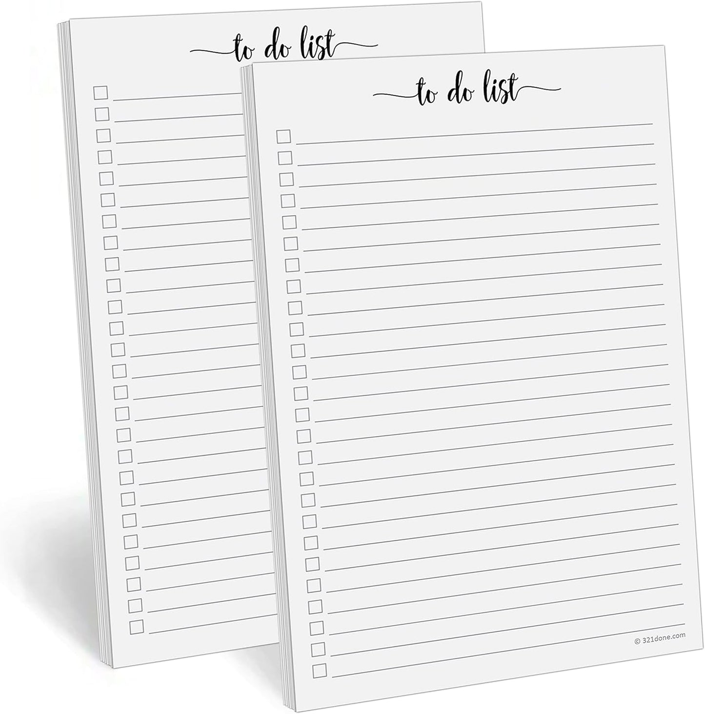 321Done To Do List Notepad - Pack of 2-50 Sheets (5.5" x 8.5") To-Do's Notepad Tear Off, Planning Memo Pad, Planner Checklist Organizing - Made in USA - Simple Script - College-Ruled
