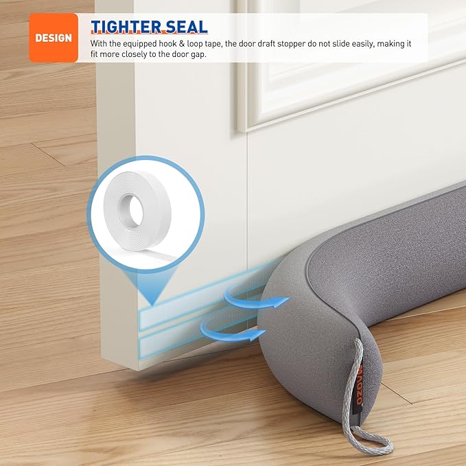 MAGZO Door Draft Stopper, 38 Inch Under Door Draft Blocker Noise Stopper, Weighted Wind Blocker Draft Guard for Bottom of Door, Gray