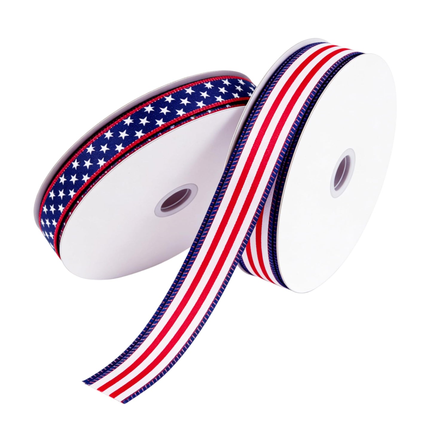Songye 1 Inch Patriotic Wired Ribbon, 2 Rolls Total 20 Yards Red White Blue Star Stripe Ribbon for 4th of July Independence Day Veterans Day Wreath DIY Crafts Holiday Decor