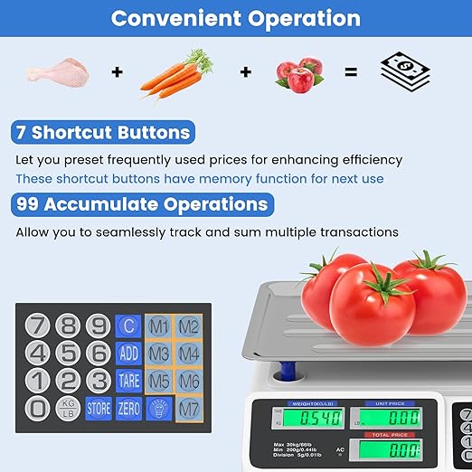 Goplus 66lb Price Computing Scale, Commercial Food Scale with Dual LCD Displays, Rechargeable Battery, Stainless Steel Platform, Price Calculation for Farmers Market, Deli, Meat Shop (Not for Trade)