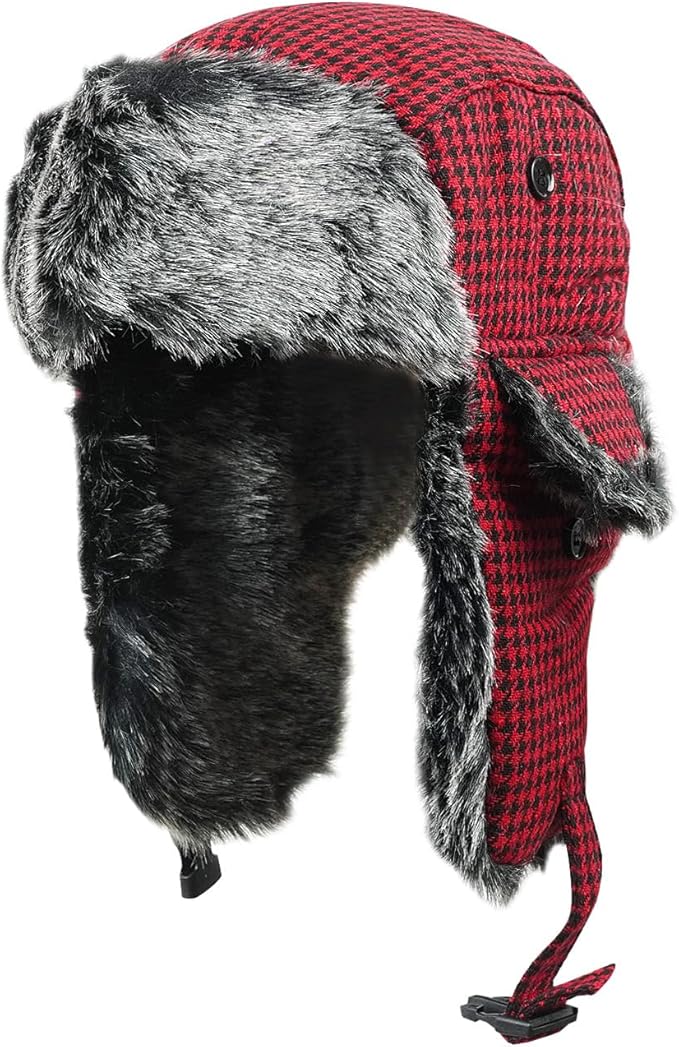 ONWAY Trapper Hat Winter Hats for Women Men with Faux Fur Ear Flaps