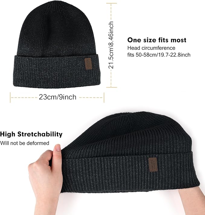 Wmcaps Winter Beanie for Men Women, Fleece Lined Beanie Soft Warm Knit Hat Ski Stocking Cuffed Cap
