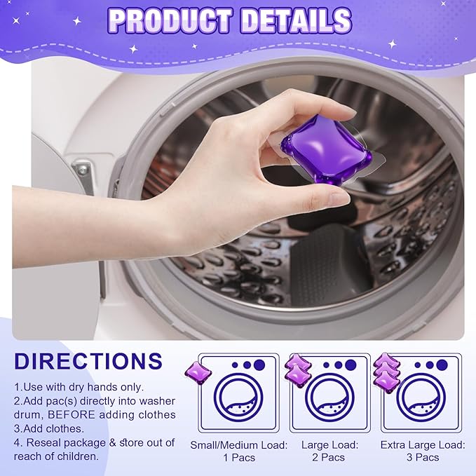 240 Count Laundry Detergent Pods Bulk Laundry Detergent Soap Pacs Ultra Concentrated for Clean Clothes Stain Fighting Fresh Scent(Lavender Scent)
