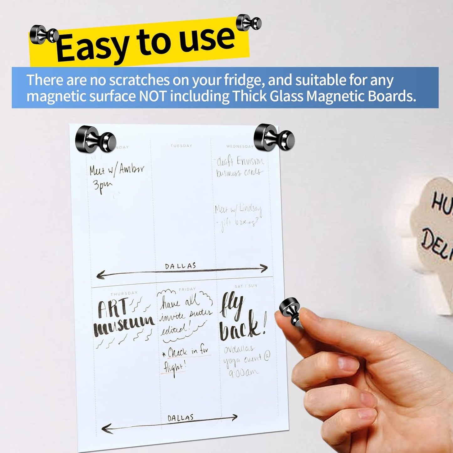 36Pack Refrigerator Magnets Black Fridge Magnets for Whiteboard Strong Whiteboard Magnets Small Metal Magnets for Fridge White Board Map Kitchen Office Classroom Adult