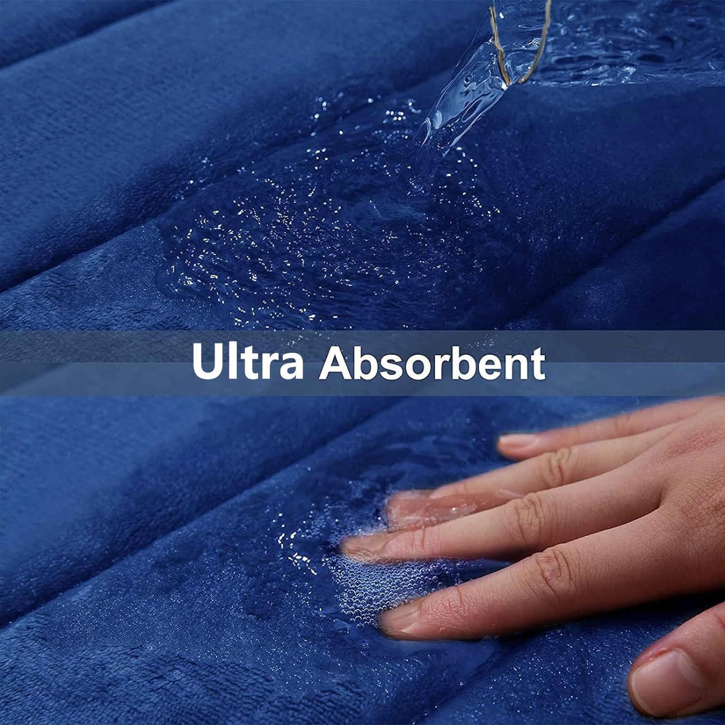 Buganda Memory Foam Bath Mat, 44" x 24", Ultra Soft and Non-Slip Bathroom Rugs, Water Absorbent and Machine Washable Bath Rug Runner for Bathroom, Shower, and Tub, Navy Blue