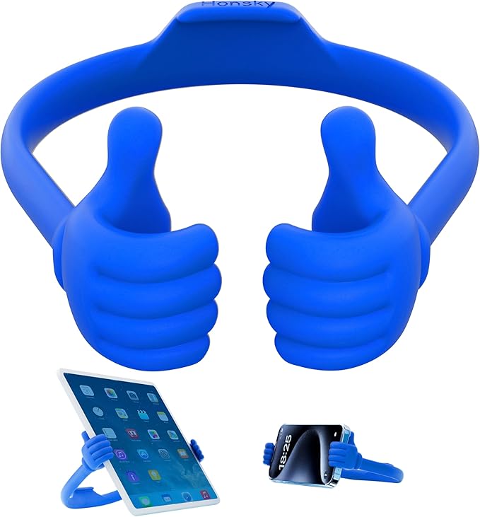 Honsky Adjustable Tablet Stand, Portable Phone Holder for Desk Bed - Multi-Angle Drawing Stand Compatible with All Tablets (Blue)