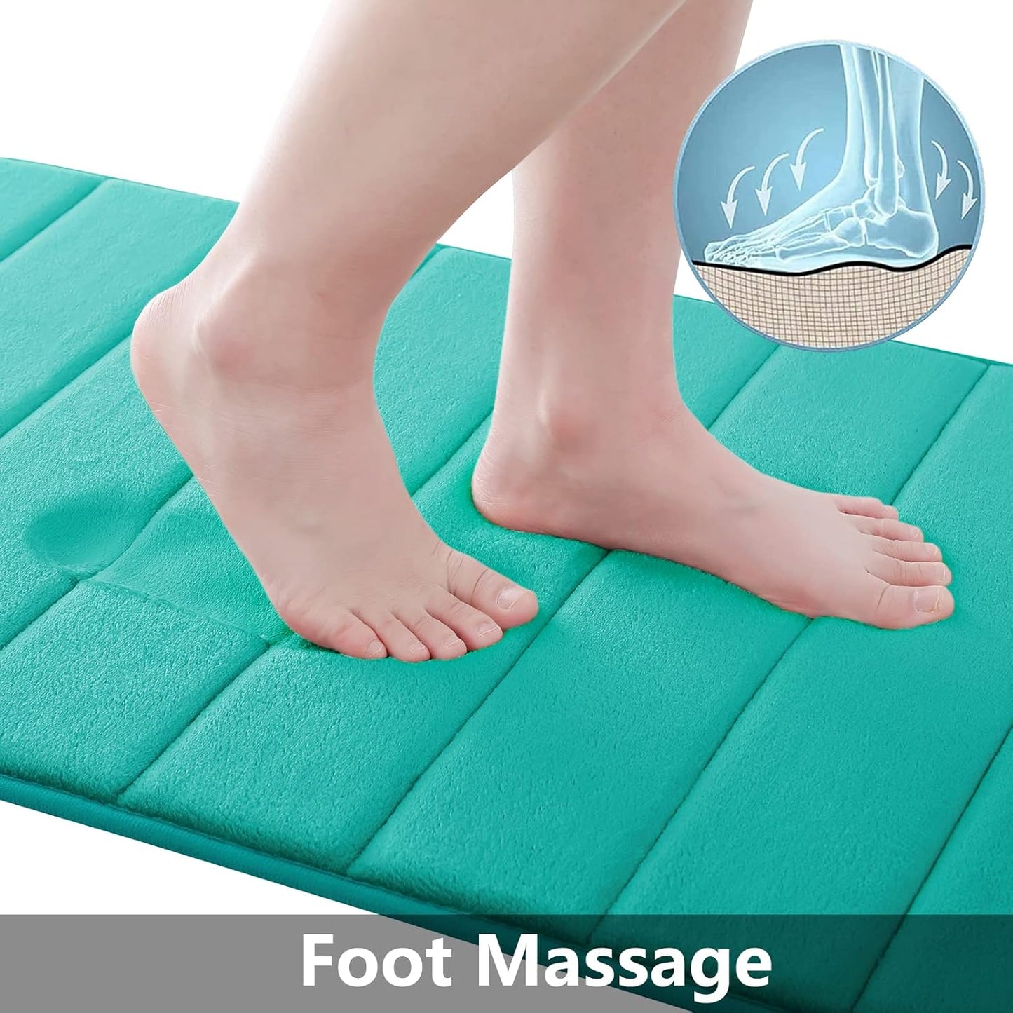 Buganda Memory Foam Bath Mat, 30" x 20", Ultra Soft and Non-Slip Bathroom Rugs, Water Absorbent and Machine Washable Bath Rug for Bathroom, Shower, and Tub, Teal