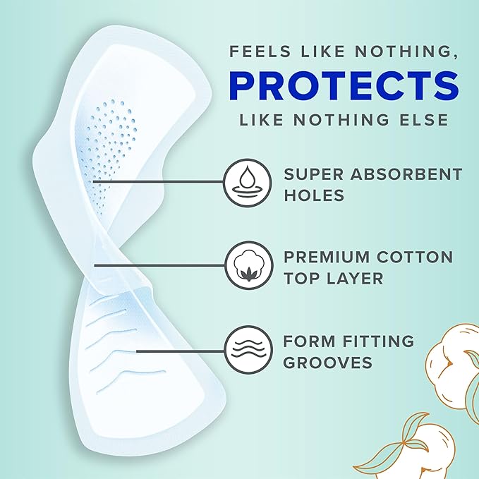 Always Pure Cotton Feminine Pads for Women, FlexFoam Pads with Wings, Size 2, Heavy Absorbency, Unscented, 72 Count (3 Packs of 24)