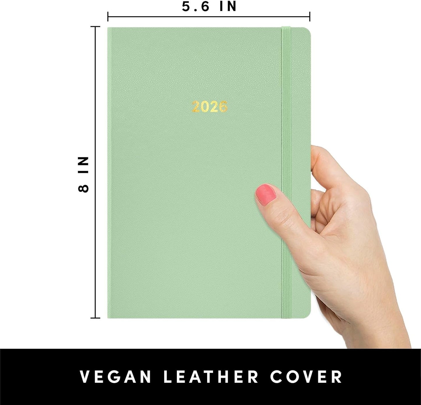 PAPERAGE 2026 Weekly & Monthly Planner, 12 Months (January 2026 - December 2026), 5.6 in x 8 in, Hardcover 2026 Planner with Weekly & Monthly Spreads, Note Pages, Stickers & Back Pocket – Sage Green