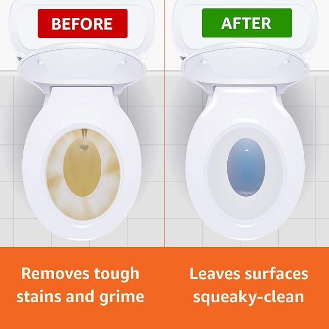 Amazon Basics Toilet Bowl Cleaner with Cling Action Formula, Bleach, Fresh Scent, 24 Fl Oz, Pack of 2