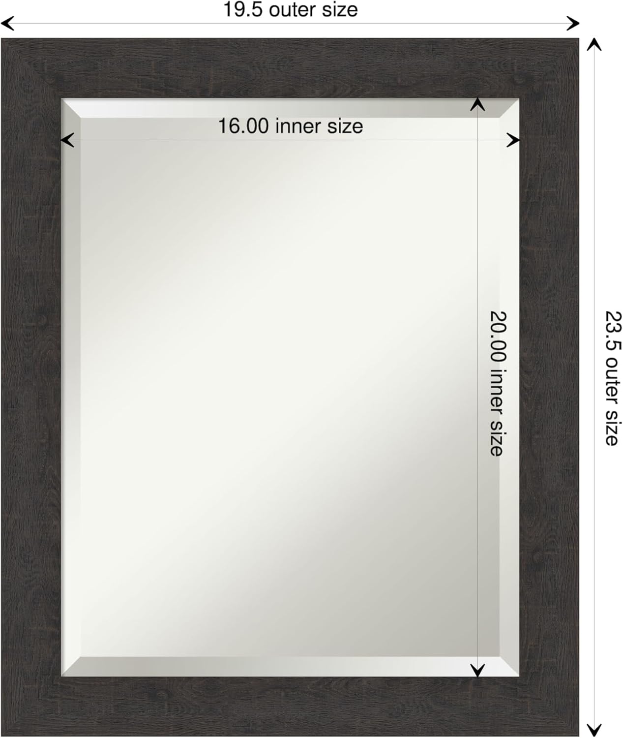 Amanti Art Brown Wall Mirror 24x20 Rustic Plank Espresso Narrow Rectangle Bathroom Mirror for Wall Decor Living Room, Small Rustic Farmhouse Frame, Hangs Horizonally and Vertically, Bathroom Decor