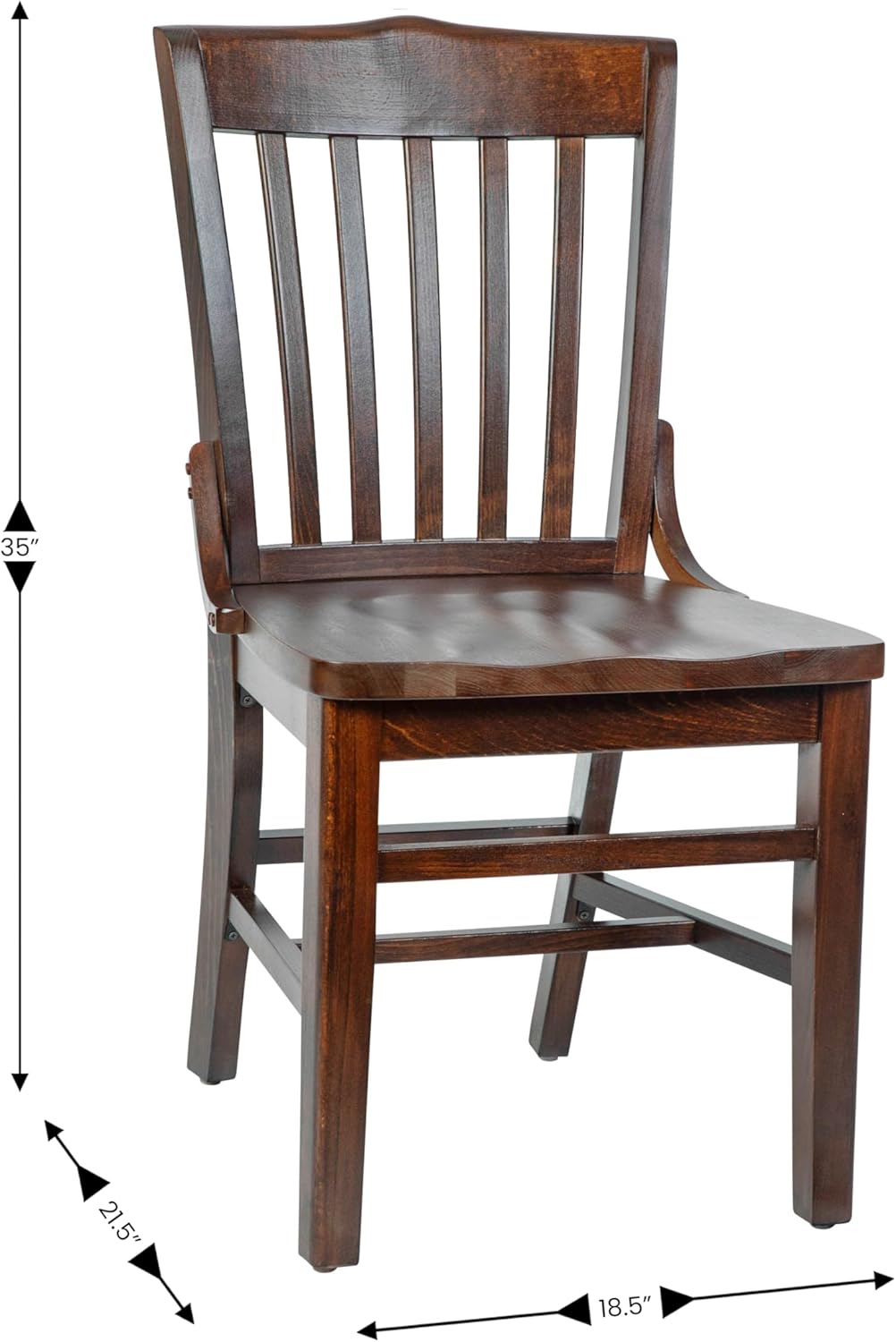 Flash Furniture Hercules Series School House Back Mahogany Wood Dining Chair, Traditional Elegant Wood Restaurant Chair, Walnut Wood