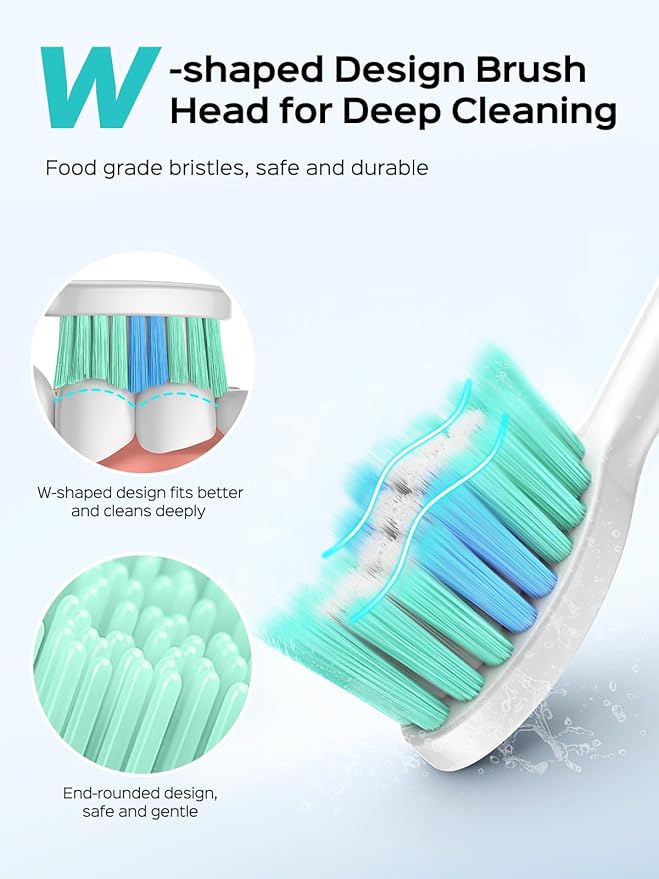 COSLUS Sonic Electric Toothbrush for Adults: 47000 VPM for Deep Cleaning & Whitening with Travel Case - 5 Modes for Sensitive Teeth & Braces, Wireless Charging, 6 Brush Heads, Pink & Green (2PCS)