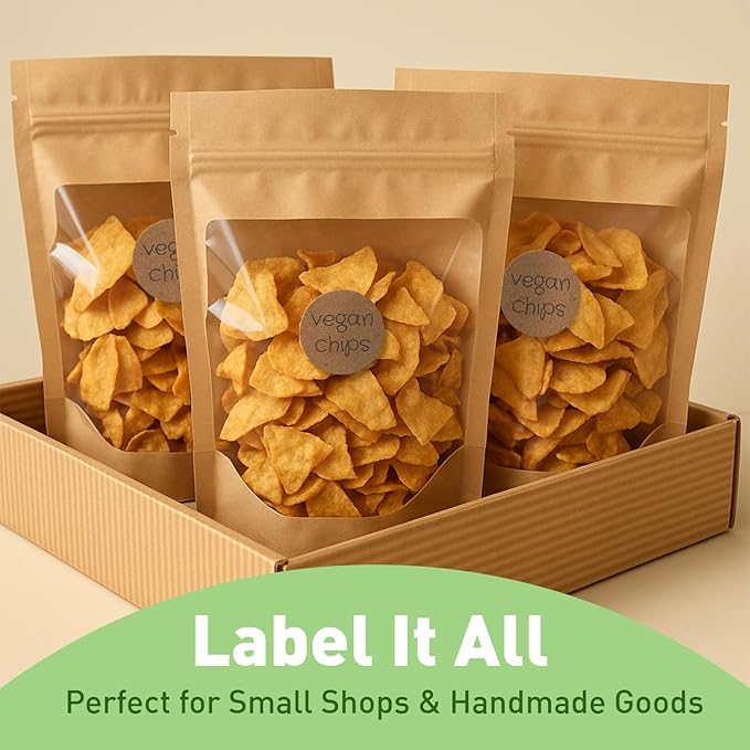 Camp Galaxy 1.5” Natural Brown Kraft Stickers (500 Per Roll) - Round Blank Stickers for Store Owners, Crafts, Organizing, Jar and Canning Labels, Price Tags