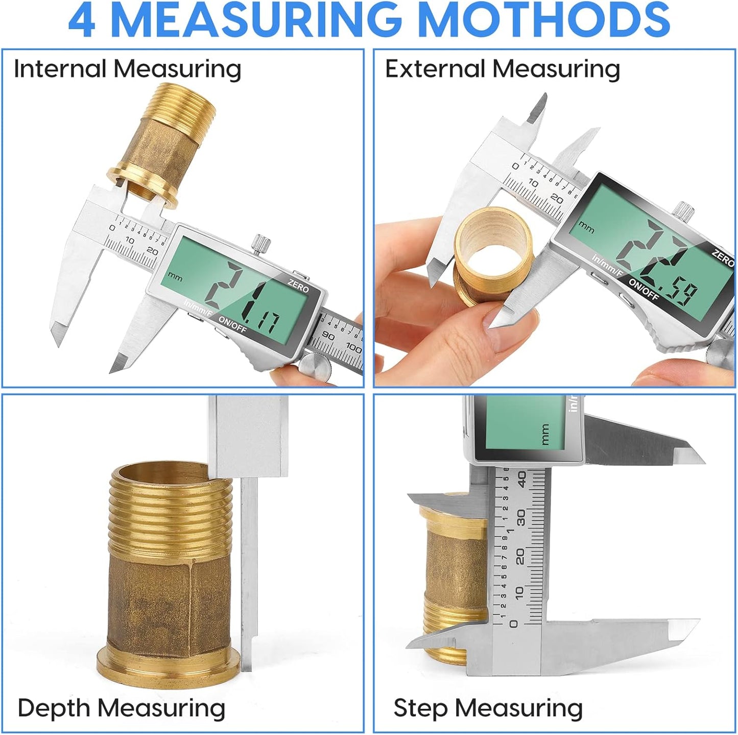 Digital Caliper, 6 Inch Caliper Tool with Extra Large LCD Screen, Auto-Off Feature, Easy Switch from Inch Metric Fraction, Stainless Steel Vernier Caliper Measuring Tool for DIY/Household